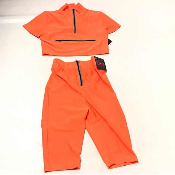 Womens 2 Pcs Cycling Outfit  Shorts Crop Top L - Picture 1 of 10